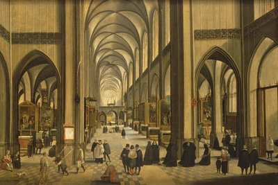 Interieur van de kathedraal van Antwerpen met de Zeven Sacramenten, 1590 door Hendrik van Steenwyck